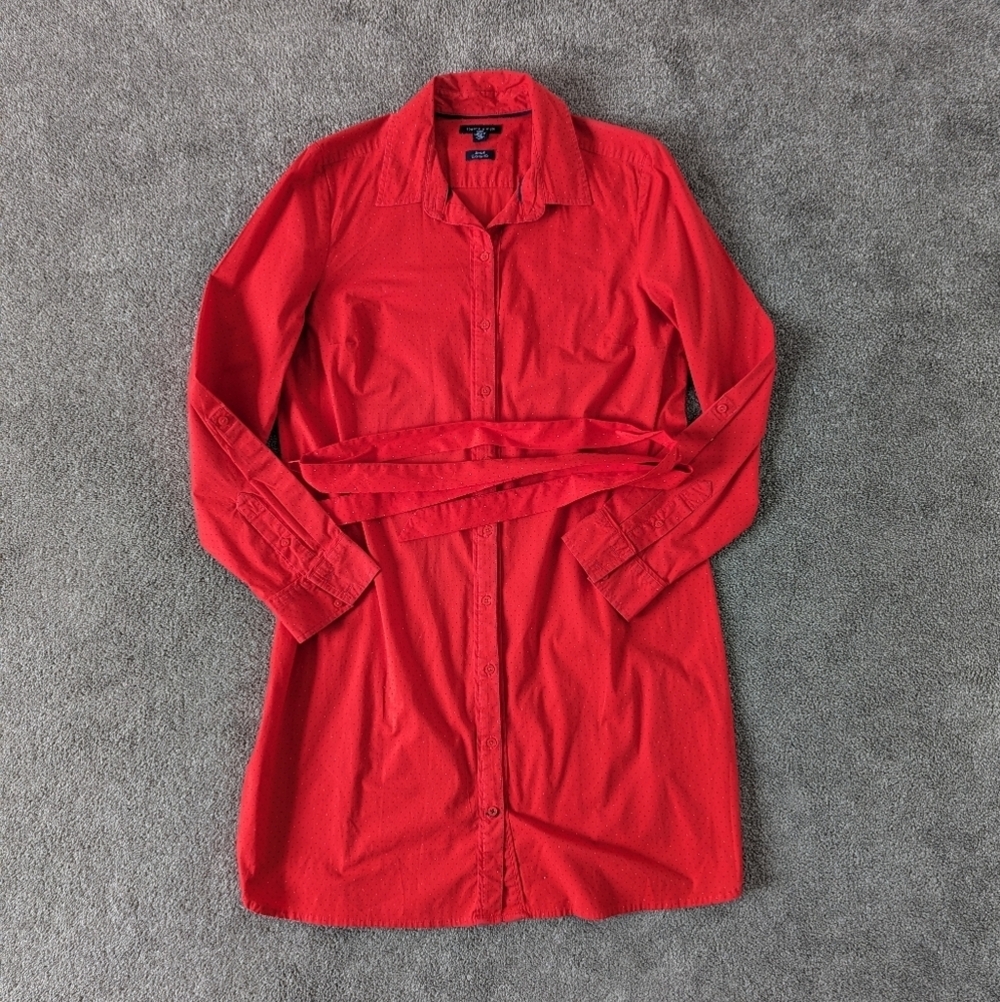 Tommy Hilfiger Red Polka Dot Long Sleeve Shirt, Classic Fit - Size L